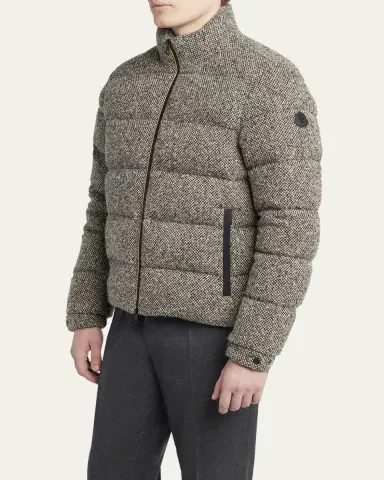Moncler Men's Wool Melange Quilted Down Jacket | Thumbnail 4 Moncler Men's Wool Melange Quilted Down Jacket | Thumbnail 4