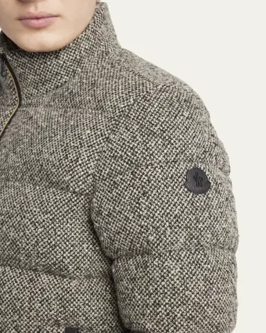 Moncler Men's Wool Melange Quilted Down Jacket | Thumbnail 5 Moncler Men's Wool Melange Quilted Down Jacket | Thumbnail 5