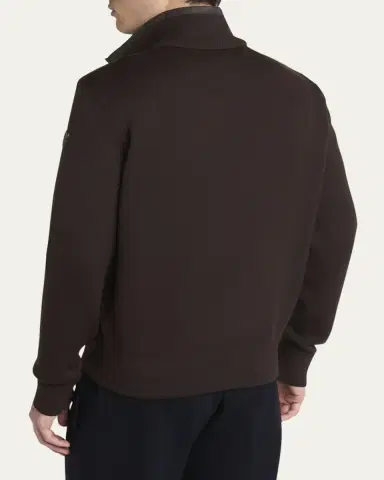 Moncler Men's Wool and Suede Snap-Front Cardigan | Thumbnail 3 Moncler Men's Wool and Suede Snap-Front Cardigan | Thumbnail 3