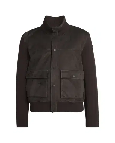 Moncler Men's Wool and Suede Snap-Front Cardigan | Thumbnail 1 Moncler Men's Wool and Suede Snap-Front Cardigan | Thumbnail 1