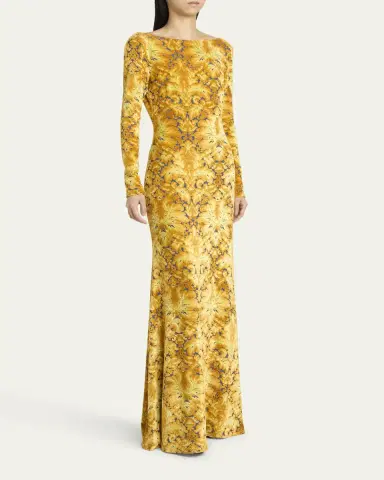 Etro Long-Sleeve Open-Back Maxi Dress | Thumbnail 4 Etro Long-Sleeve Open-Back Maxi Dress | Thumbnail 4