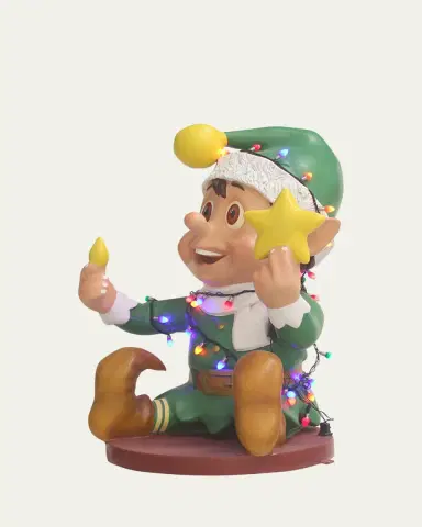 Universal Statues Santa Elf Playing with Lights Figurine | Thumbnail 3 Universal Statues Santa Elf Playing with Lights Figurine | Thumbnail 3