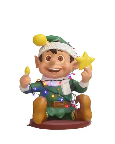 Universal Statues Santa Elf Playing with Lights Figurine | Thumbnail 1 Universal Statues Santa Elf Playing with Lights Figurine | Thumbnail 1