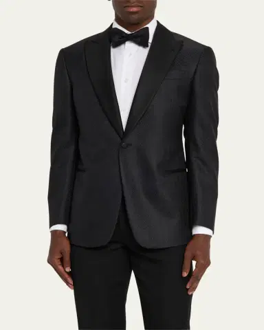Giorgio Armani Men's Honeycomb Satin Peak Lapel Dinner Jacket | Thumbnail 4 Giorgio Armani Men's Honeycomb Satin Peak Lapel Dinner Jacket | Thumbnail 4