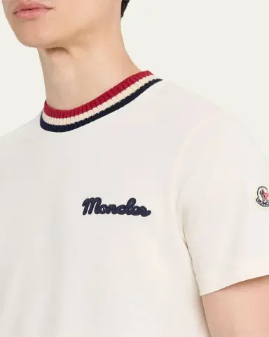 Moncler Men's Jersey Stripe-Ribbed Crewneck T-Shirt | Thumbnail 5 Moncler Men's Jersey Stripe-Ribbed Crewneck T-Shirt | Thumbnail 5