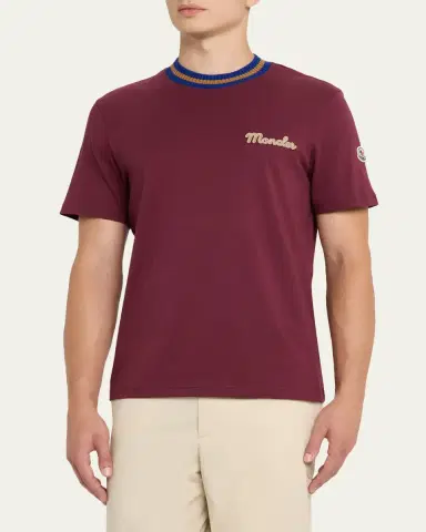 Moncler Men's Jersey Stripe-Ribbed Crewneck T-Shirt | Thumbnail 8 Moncler Men's Jersey Stripe-Ribbed Crewneck T-Shirt | Thumbnail 8