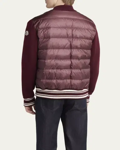 Moncler Men's Varsity Wool and Padded Nylon Blouson | Thumbnail 3 Moncler Men's Varsity Wool and Padded Nylon Blouson | Thumbnail 3