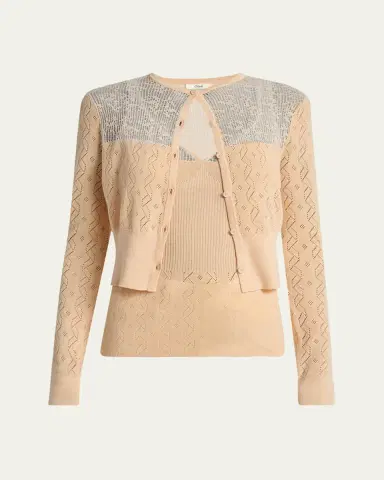 Chloé Embroidered Pointelle Cotton Combo Top | Thumbnail 10 Chloé Embroidered Pointelle Cotton Combo Top | Thumbnail 10
