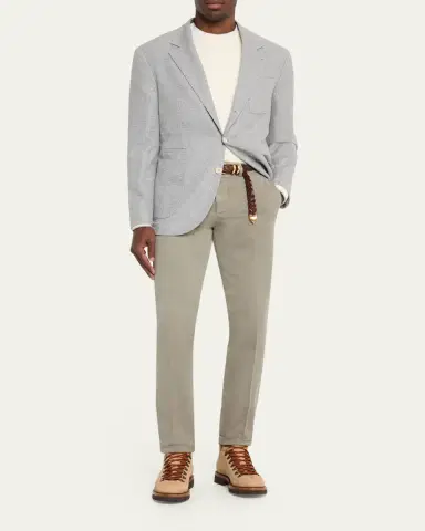 Brunello Cucinelli Men's Modern Fit Flat-Front Pants | Thumbnail 2 Brunello Cucinelli Men's Modern Fit Flat-Front Pants | Thumbnail 2