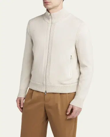 Moncler Men's Edit Padded Back Wool Cardigan | Thumbnail 4 Moncler Men's Edit Padded Back Wool Cardigan | Thumbnail 4