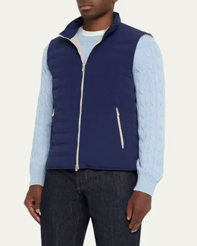 Brunello Cucinelli Men's Down Quilted Nylon Full-Zip Vest | Thumbnail 8 Brunello Cucinelli Men's Down Quilted Nylon Full-Zip Vest | Thumbnail 8