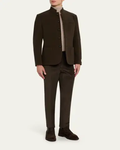Cesare Attolini Men's Slim Corduroy Flat-Front Pants | Thumbnail 2 Cesare Attolini Men's Slim Corduroy Flat-Front Pants | Thumbnail 2