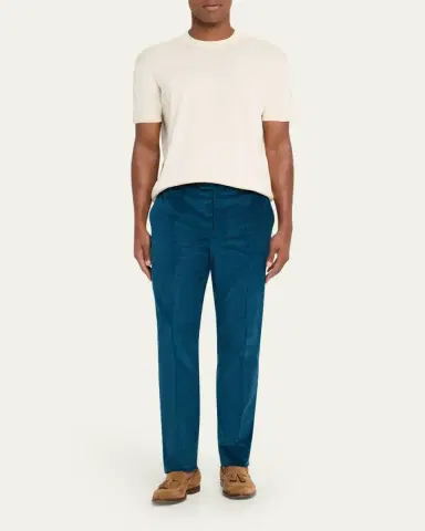 Cesare Attolini Men's Slim Corduroy Flat-Front Pants | Thumbnail 6 Cesare Attolini Men's Slim Corduroy Flat-Front Pants | Thumbnail 6