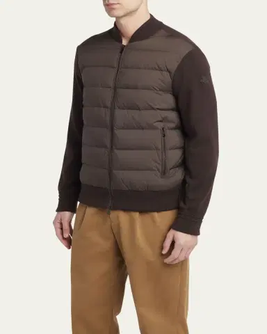 Moncler Men's Padded Nylon Knit-Sleeve Cardigan | Thumbnail 4 Moncler Men's Padded Nylon Knit-Sleeve Cardigan | Thumbnail 4