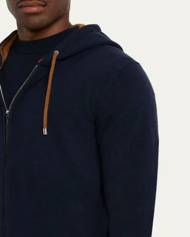 Fioroni Men's Cashmere Contrast-Drawcord Full-Zip Hoodie | Thumbnail 5 Fioroni Men's Cashmere Contrast-Drawcord Full-Zip Hoodie | Thumbnail 5