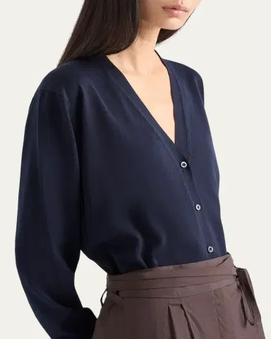Prada Cotton V-Neck Cardigan | Thumbnail 4 Prada Cotton V-Neck Cardigan | Thumbnail 4