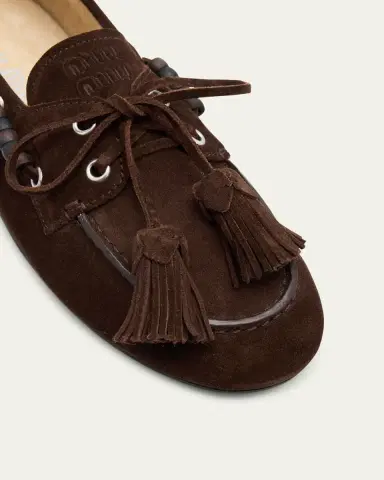 Miu Miu Suede Tassel Boat Loafers | Thumbnail 5 Miu Miu Suede Tassel Boat Loafers | Thumbnail 5