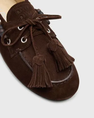 Miu Miu Suede Tassel Boat Loafers | Thumbnail 9 Miu Miu Suede Tassel Boat Loafers | Thumbnail 9