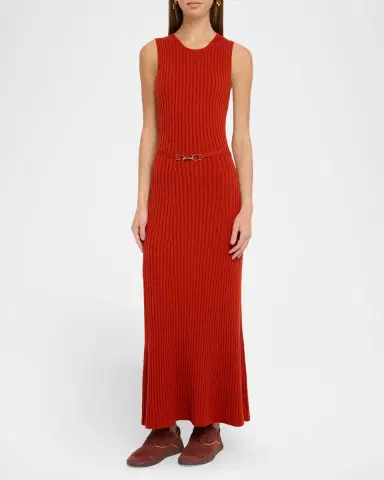 Gabriela Hearst Meier Belted Cashmere Rib Midi Dress | Thumbnail 2 Gabriela Hearst Meier Belted Cashmere Rib Midi Dress | Thumbnail 2