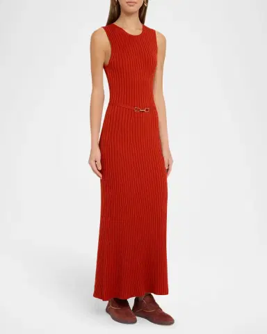 Gabriela Hearst Meier Belted Cashmere Rib Midi Dress | Thumbnail 4 Gabriela Hearst Meier Belted Cashmere Rib Midi Dress | Thumbnail 4