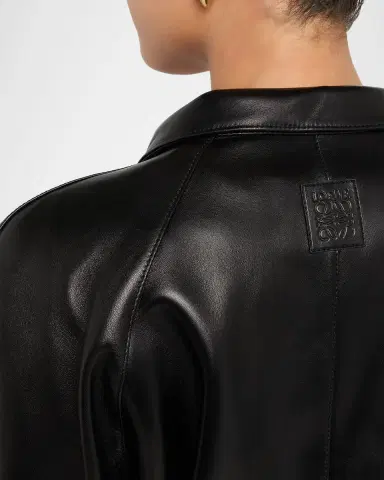 Loewe High-Neck Leather Belted Crop Trench Jacket | Thumbnail 4 Loewe High-Neck Leather Belted Crop Trench Jacket | Thumbnail 4