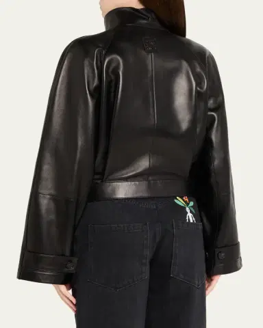 Loewe High-Neck Leather Belted Crop Trench Jacket | Thumbnail 7 Loewe High-Neck Leather Belted Crop Trench Jacket | Thumbnail 7