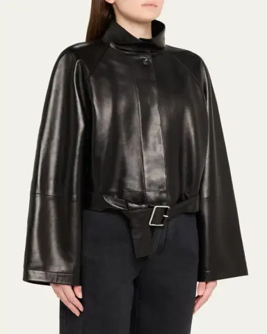 Loewe High-Neck Leather Belted Crop Trench Jacket | Thumbnail 8 Loewe High-Neck Leather Belted Crop Trench Jacket | Thumbnail 8