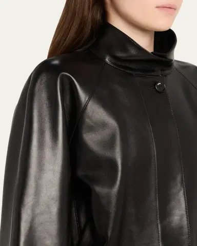 Loewe High-Neck Leather Belted Crop Trench Jacket | Thumbnail 9 Loewe High-Neck Leather Belted Crop Trench Jacket | Thumbnail 9