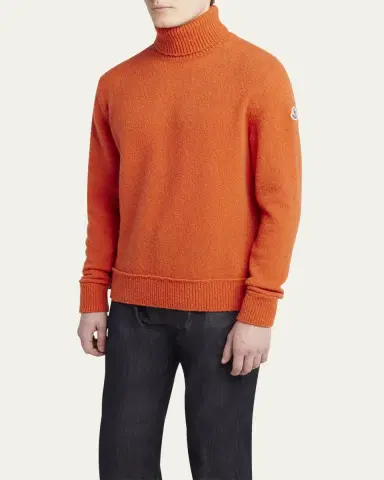 Moncler Men's Logo-Sleeve Turtleneck Sweater | Thumbnail 4 Moncler Men's Logo-Sleeve Turtleneck Sweater | Thumbnail 4
