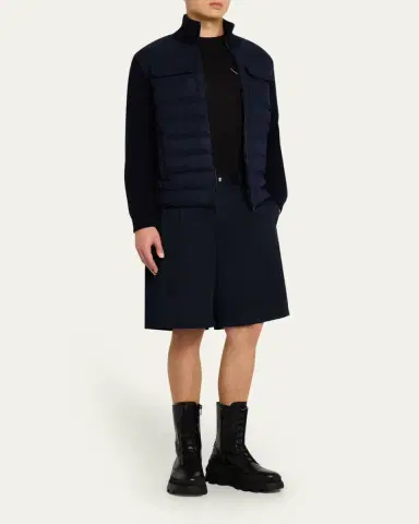Moncler Men's Down-Filled Wool Knit Full-Zip Cardigan | Thumbnail 2 Moncler Men's Down-Filled Wool Knit Full-Zip Cardigan | Thumbnail 2