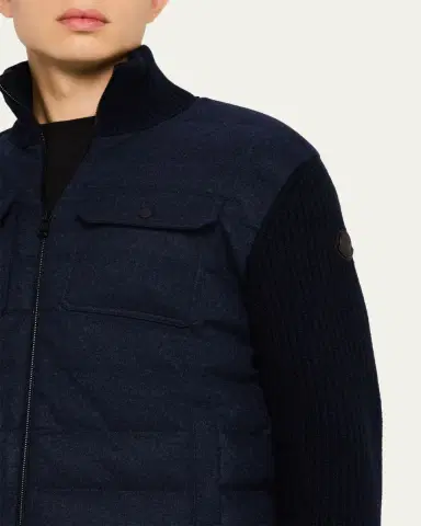 Moncler Men's Down-Filled Wool Knit Full-Zip Cardigan | Thumbnail 5 Moncler Men's Down-Filled Wool Knit Full-Zip Cardigan | Thumbnail 5
