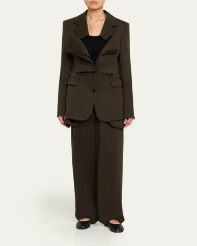 Monse Tailored Double-Waistband Straight-Leg Trousers | Thumbnail 3 Monse Tailored Double-Waistband Straight-Leg Trousers | Thumbnail 3