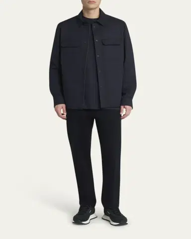 Moncler Men's Gabardine Snap-Front Overshirt | Thumbnail 2 Moncler Men's Gabardine Snap-Front Overshirt | Thumbnail 2