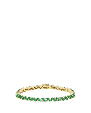 Suzanne Kalan 18K Yellow Gold Princess Mini Stack Emerald Tennis Bracelet | Thumbnail 1 Suzanne Kalan 18K Yellow Gold Princess Mini Stack Emerald Tennis Bracelet | Thumbnail 1