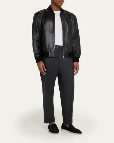 OFFICINE GÉNÉRALE Men's Hugo Wool Self-Belt Pleated Pants | Thumbnail 2 OFFICINE GÉNÉRALE Men's Hugo Wool Self-Belt Pleated Pants | Thumbnail 2
