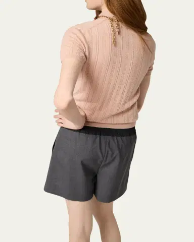 Miu Miu Cashmere Pointelle Cable-Knit Polo | Thumbnail 3 Miu Miu Cashmere Pointelle Cable-Knit Polo | Thumbnail 3