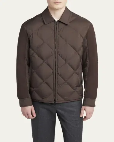 Moncler Men's Edit Diamond Quilt Aiguille Shirt Jacket | Thumbnail 4 Moncler Men's Edit Diamond Quilt Aiguille Shirt Jacket | Thumbnail 4
