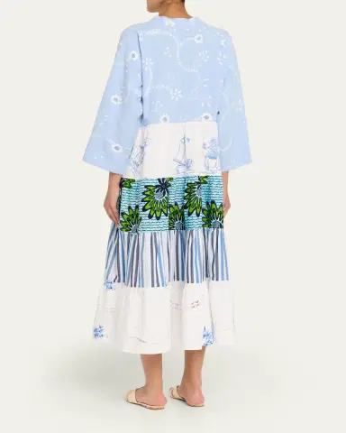 Rianna + Nina Ooak Kendima Volant Tiered Patchwork Midi Dress | Thumbnail 3 Rianna + Nina Ooak Kendima Volant Tiered Patchwork Midi Dress | Thumbnail 3