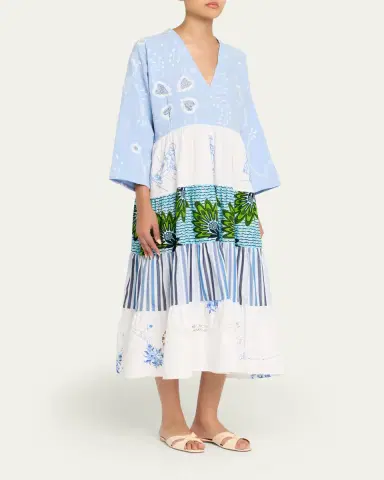 Rianna + Nina Ooak Kendima Volant Tiered Patchwork Midi Dress | Thumbnail 4 Rianna + Nina Ooak Kendima Volant Tiered Patchwork Midi Dress | Thumbnail 4