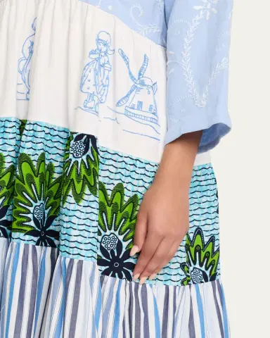 Rianna + Nina Ooak Kendima Volant Tiered Patchwork Midi Dress | Thumbnail 5 Rianna + Nina Ooak Kendima Volant Tiered Patchwork Midi Dress | Thumbnail 5