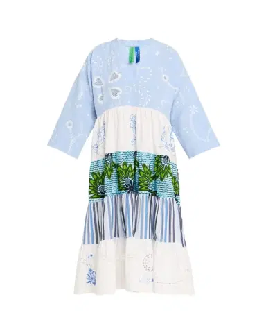 Rianna + Nina Ooak Kendima Volant Tiered Patchwork Midi Dress | Thumbnail 1 Rianna + Nina Ooak Kendima Volant Tiered Patchwork Midi Dress | Thumbnail 1