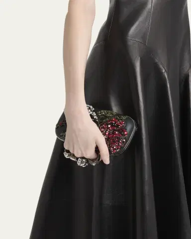 Alexander McQueen Bead & Crystal Flower Skull Four Ring Clutch Bag | Thumbnail 2 Alexander McQueen Bead & Crystal Flower Skull Four Ring Clutch Bag | Thumbnail 2