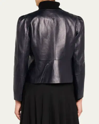 Lafayette 148 New York x The Morning Show Puff-Shoulder Leather Jacket | Thumbnail 3 Lafayette 148 New York x The Morning Show Puff-Shoulder Leather Jacket | Thumbnail 3