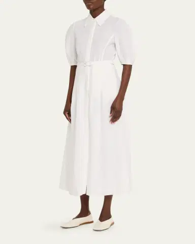 Gabriela Hearst Maude Linen Puff-Sleeve Belted Midi Shirtdress | Thumbnail 4 Gabriela Hearst Maude Linen Puff-Sleeve Belted Midi Shirtdress | Thumbnail 4