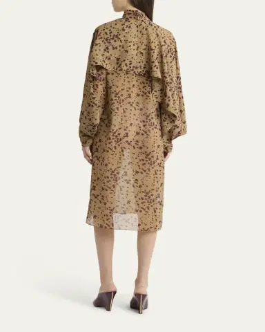 FERRAGAMO Orchid Print Silk Cape Midi Dress | Thumbnail 7 FERRAGAMO Orchid Print Silk Cape Midi Dress | Thumbnail 7
