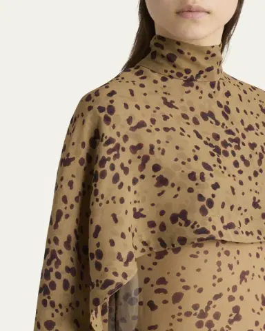 FERRAGAMO Orchid Print Silk Cape Midi Dress | Thumbnail 9 FERRAGAMO Orchid Print Silk Cape Midi Dress | Thumbnail 9