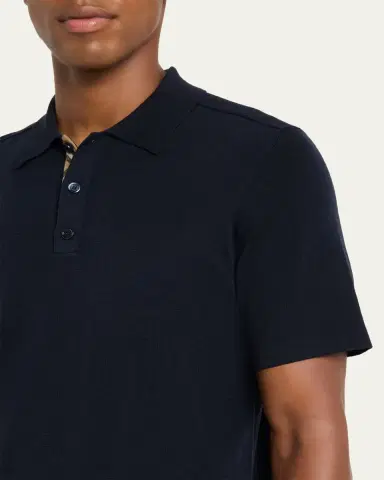 Burberry Men's Wool Knit Check-Placket Polo Shirt | Thumbnail 5 Burberry Men's Wool Knit Check-Placket Polo Shirt | Thumbnail 5