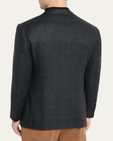 Cesare Attolini Men's Plaid Cashmere Two-Button Jacket | Thumbnail 3 Cesare Attolini Men's Plaid Cashmere Two-Button Jacket | Thumbnail 3