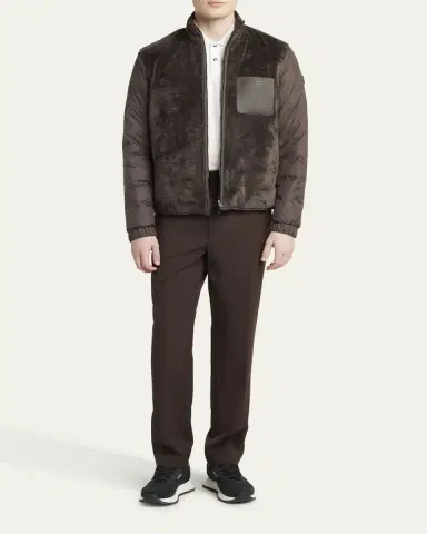 Moncler Men's Edit Dark Brown Teddy Fleece and Padded Reversible Livra Jacket | Thumbnail 2 Moncler Men's Edit Dark Brown Teddy Fleece and Padded Reversible Livra Jacket | Thumbnail 2