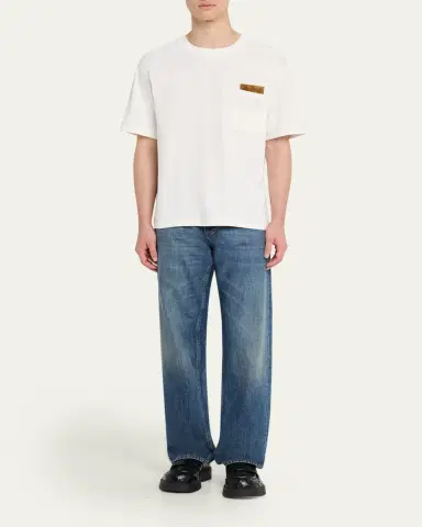 Bottega Veneta Men's Pima Cotton Jersey Intrecciato-Pocket T-Shirt | Thumbnail 6 Bottega Veneta Men's Pima Cotton Jersey Intrecciato-Pocket T-Shirt | Thumbnail 6